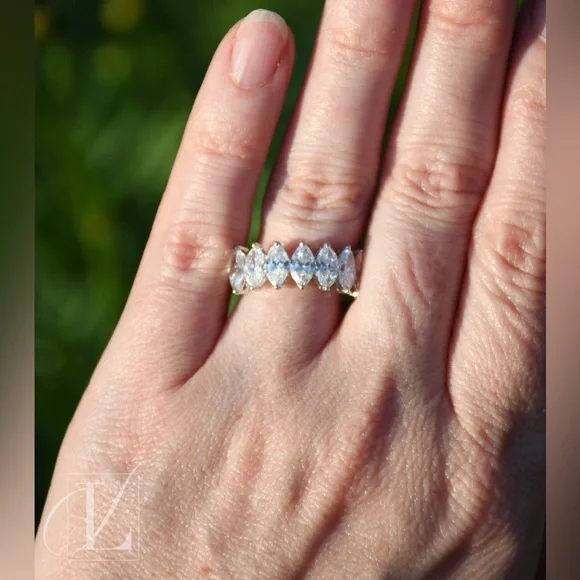 2.57 ctw Lab Grown Marquise Diamond Band in 14K White Gold with Appraisal Report - Picture 4 of 8